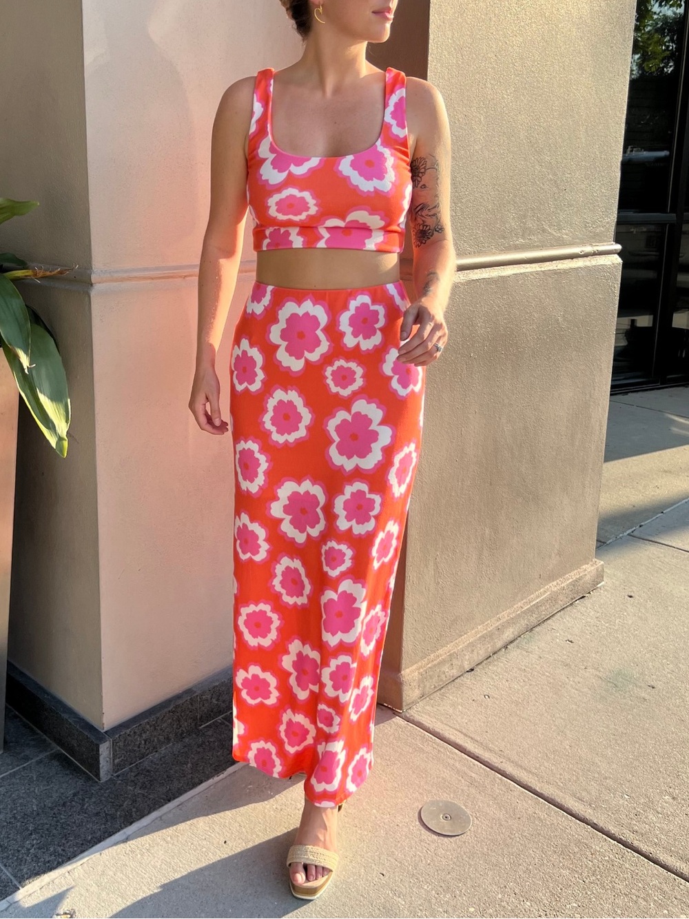 Les Lis Midsummer Floral Pink & Orange Set